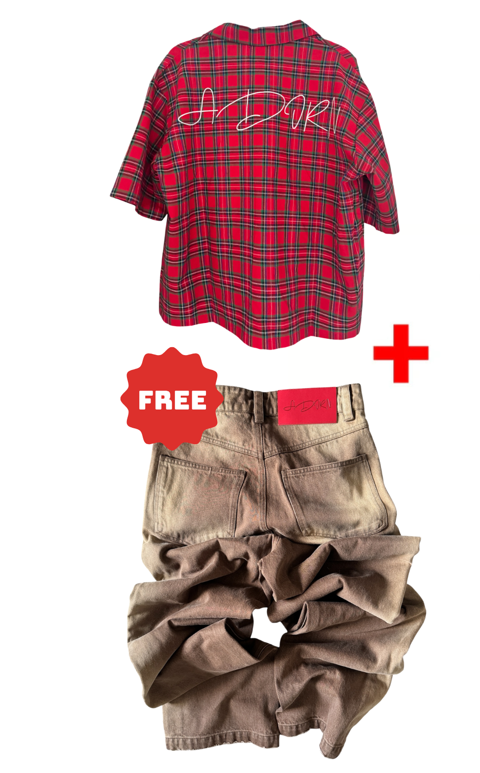 RED FLANNEL + FREE BAGGY DENIM