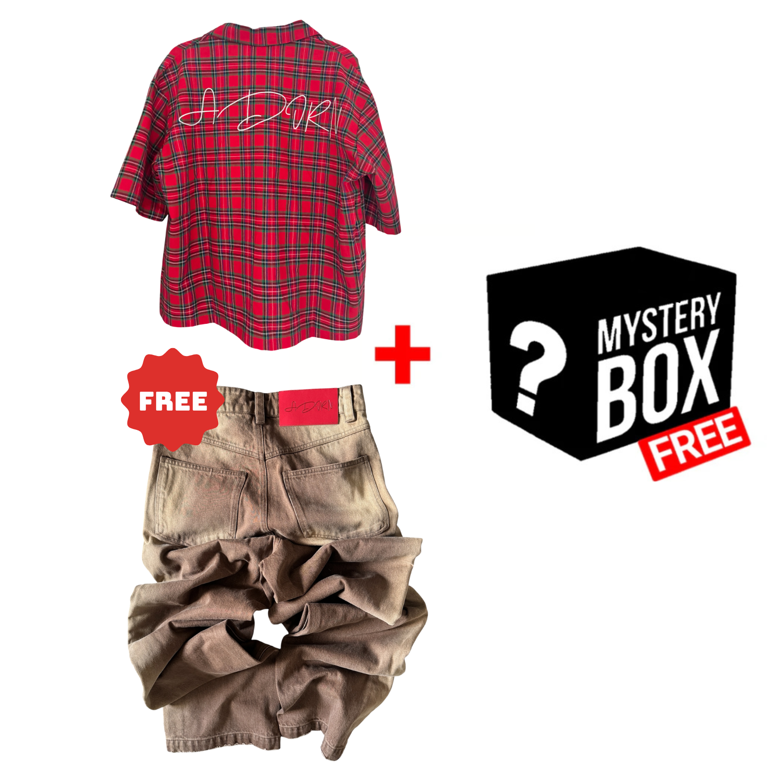 RED FLANNEL + FREE BAGGY DENIM + FREE MYSTERY ITEM