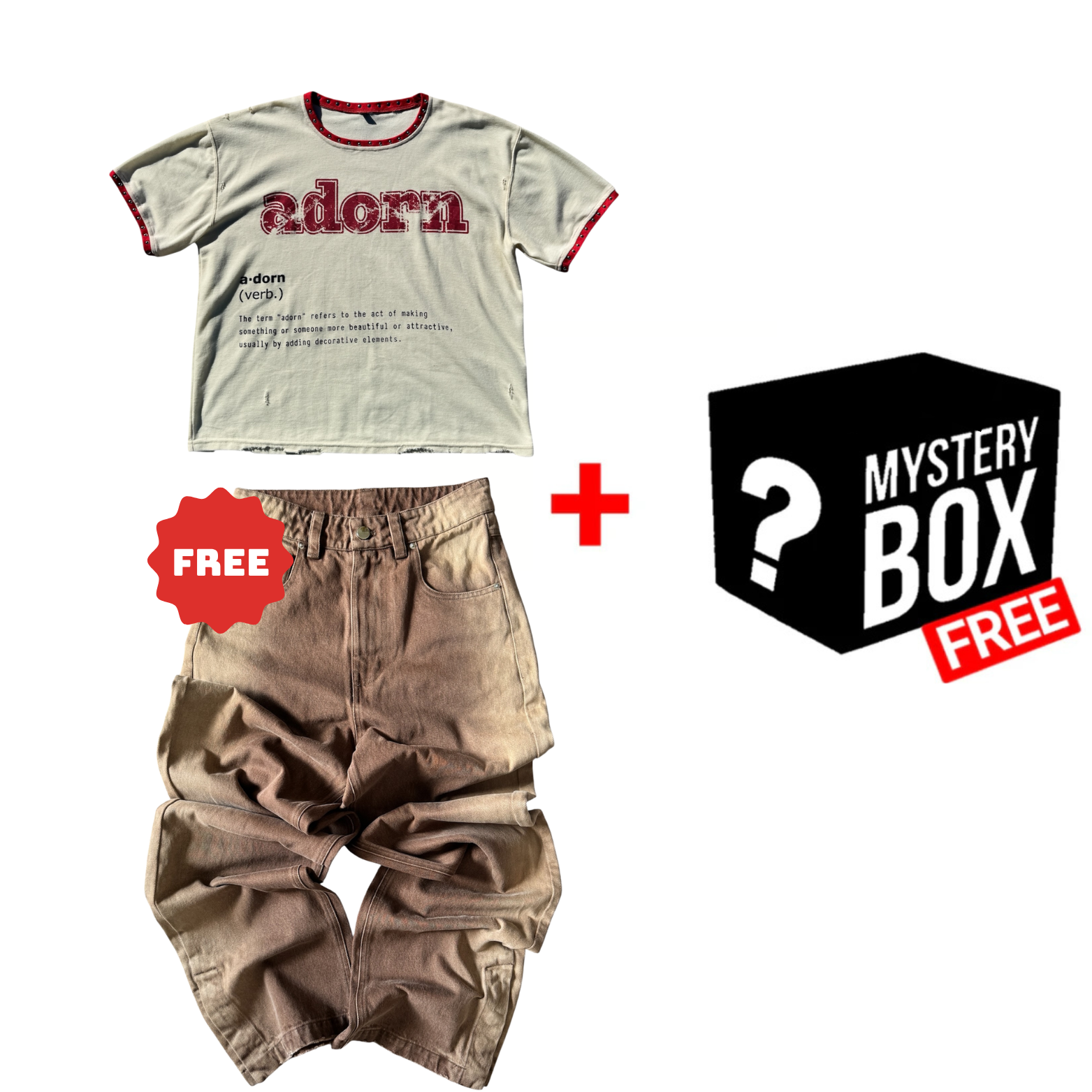 ADORN TEE + FREE BAGGY DENIM + FREE MYSTERY ITEM