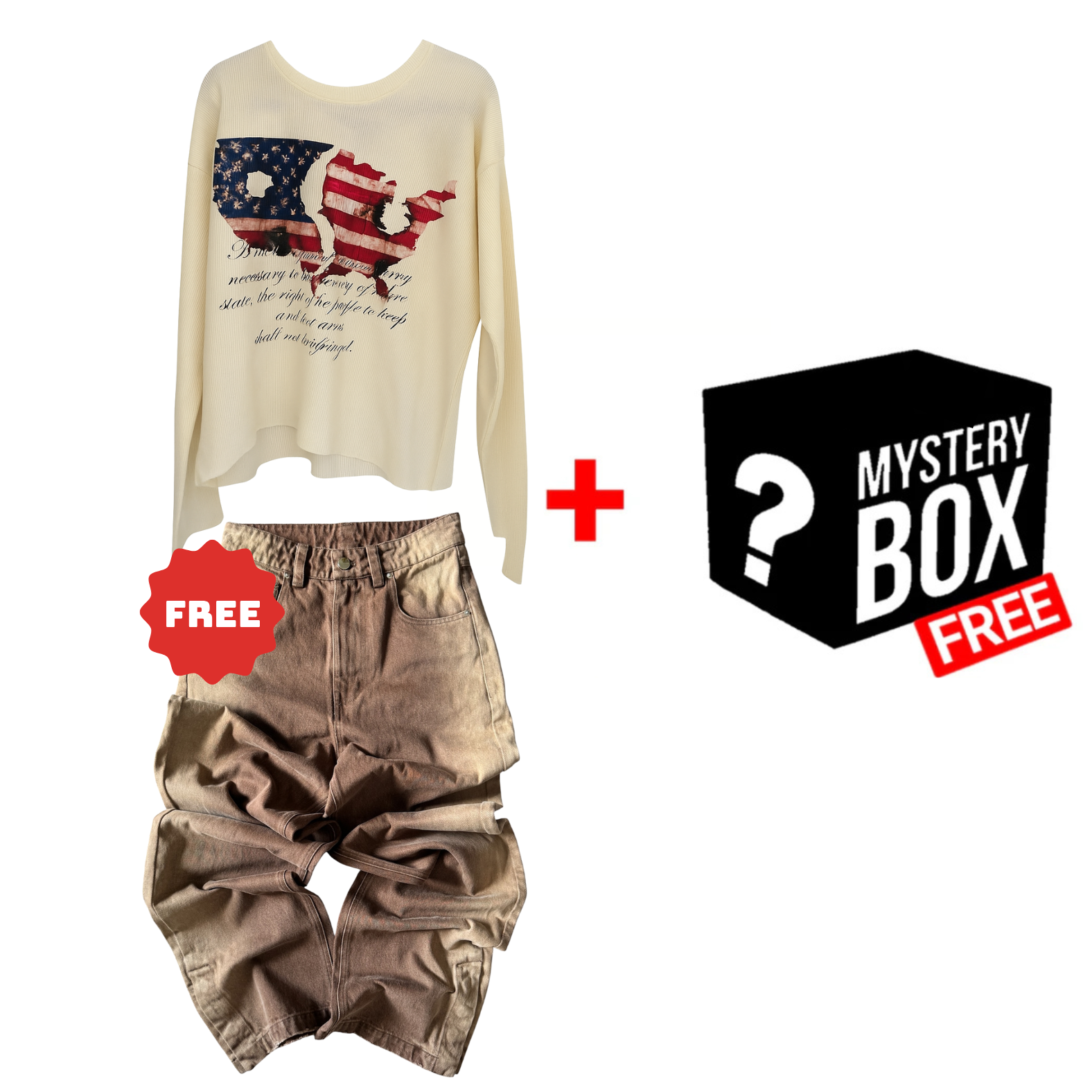 CREAM THERMAL + FREE BAGGY DENIM + FREE MYSTERY ITEM